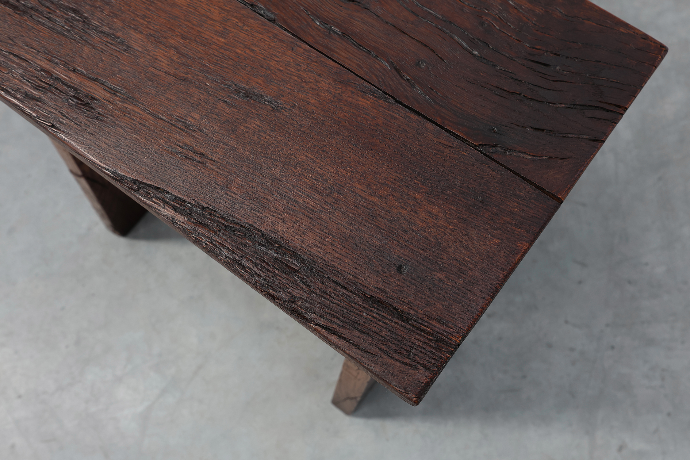 Neo Gothic solid oak rectangular carved stool, France ca. 1900thumbnail